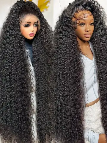 250 Density 13x6 Hd Lace Frontal Wigs Brazilian 32 34 40 Inch Deep Wave Curly  Human Hair Wigs 100% For Black Women Preplucked