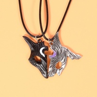 New 2PCS Antique Silver and Black NecklaceFashing Couple Vintage Style League of Hot Game Sheep and Wolf Pendant Jewelry
