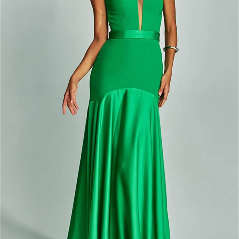 Modna plisowana sukienka z odkrytymi plecami Seksowna sukienka bez ramiączek bez rękawów Elegancka sukienka wieczorowa z wysokim stanem i wąskim krojem