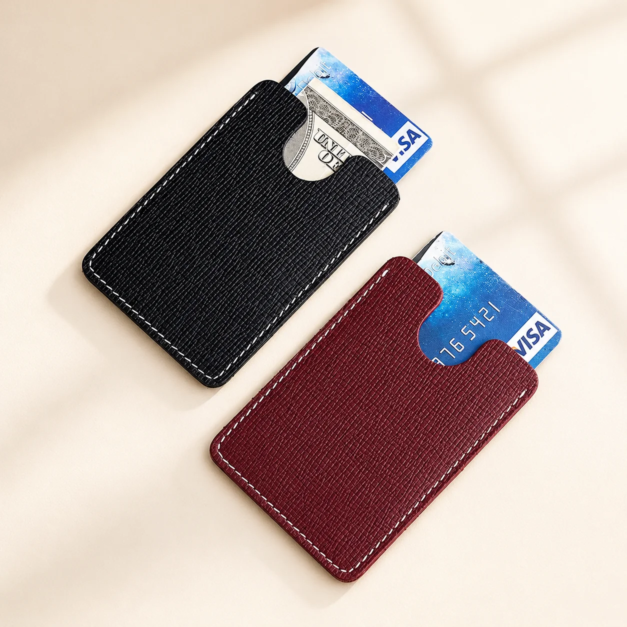 Card Case Minimalist - กระเป๋าใส่บัตรเครดิตหนังแท้บางเฉียบ, กระเป๋าใส่บัตรแบบมินิมอลเนื้อนุ่ม, เหมาะสำหรับเก็บบัตรประจำตัว/บัตรเครดิตสำหรับใช้ในชีวิตประจำวัน