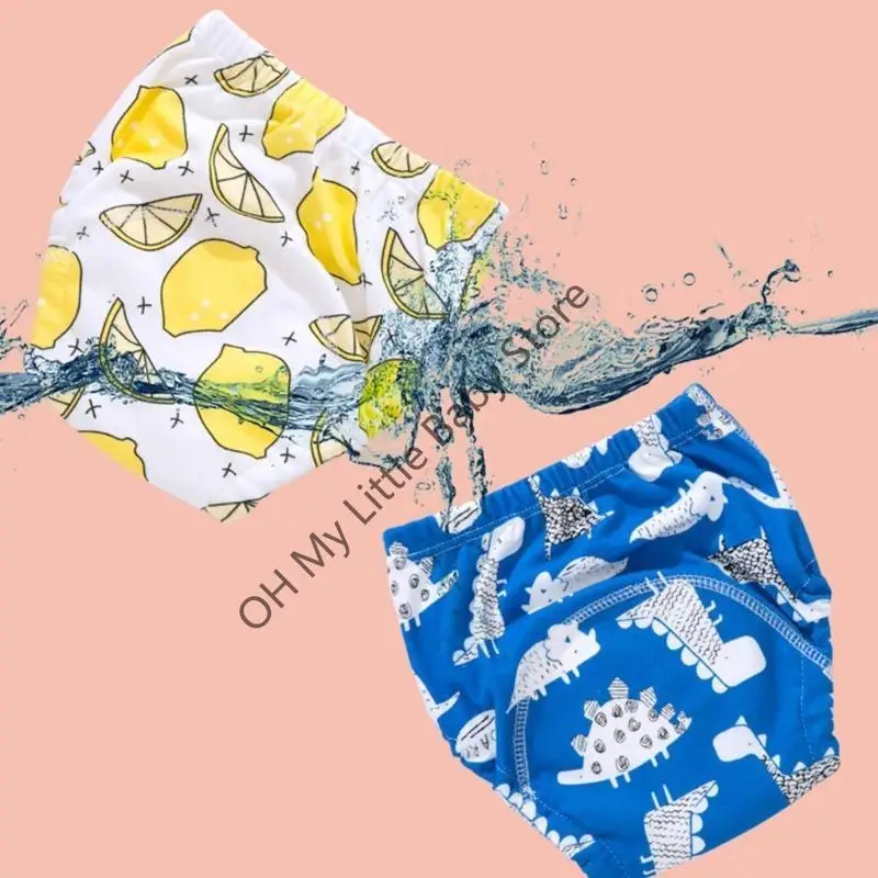 ملابس داخلية للتدريب على الأطفال الصغار بنمط الرسوم المتحركة M76C، سراويل حفاضات مضادة للتسرب وقابلة للغسل
