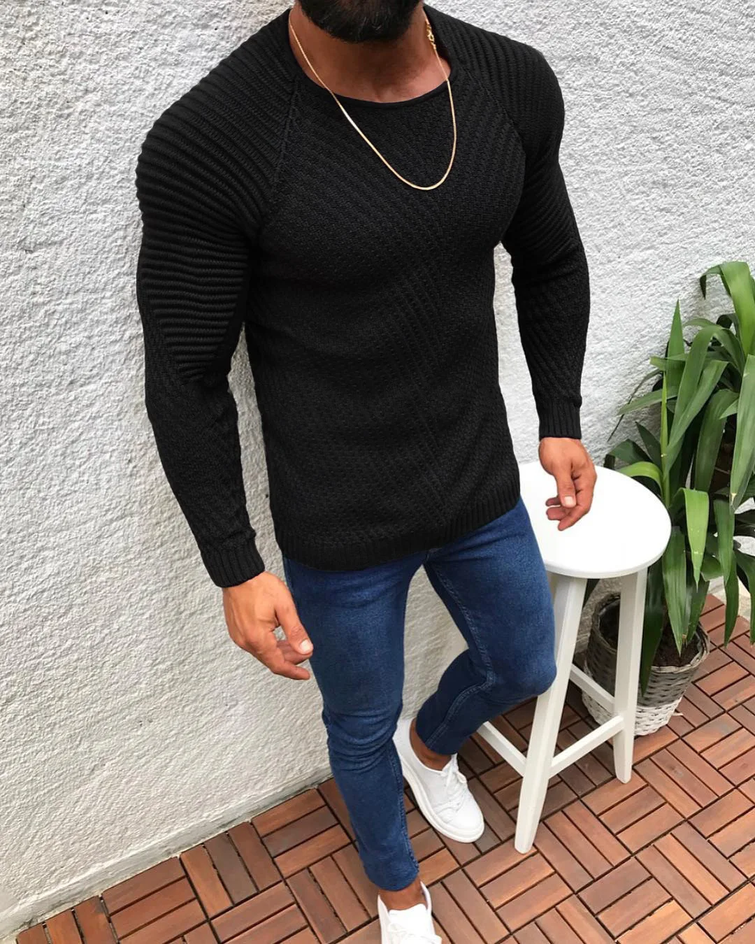 New Arrivals Pullover Men O-neck Solid Color Long Sleeve Warm Slim Sweaters Men Men\'s Sweater Male Clothing