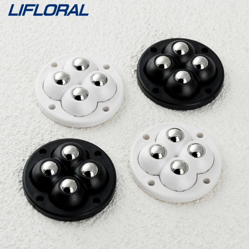 4Pcs 360° Rotation Mini Self Adhesive Type Mute Ball Universal Wheel 4 Beads Furniture Casters Wheels Stainless Steel Wheel