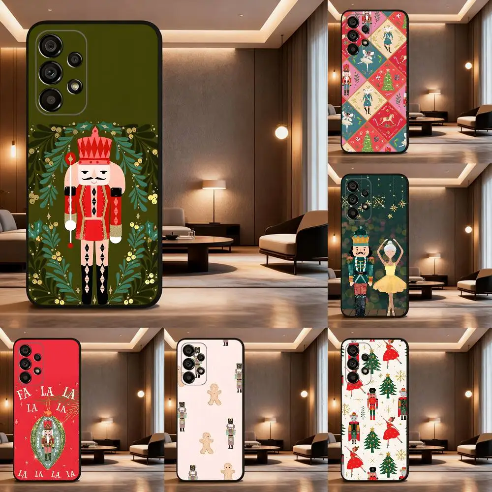 

Nutcracker Christmas Phone Case For Samsung Galaxy A73,31,32,72,41,53,52,71,22,5G,Note,J7,8,9 Soft Black Cover