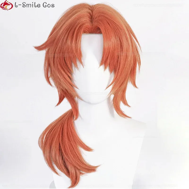 Vivi 2025 60 cm de largo juego Cosplay Caballeros Tsukinaga Leo naranja pelucas de pelo resistentes al calor + gorro de peluca