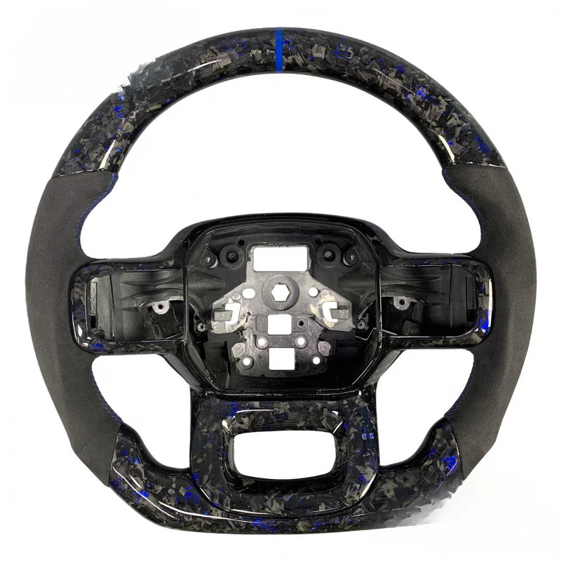 

Для Ford F-150 Raptor/Shelby/XL/XLT 2021-2025 изготовленный на заказ темно-синий руль из кованого углеродного волокна (ручка из микрофибры)