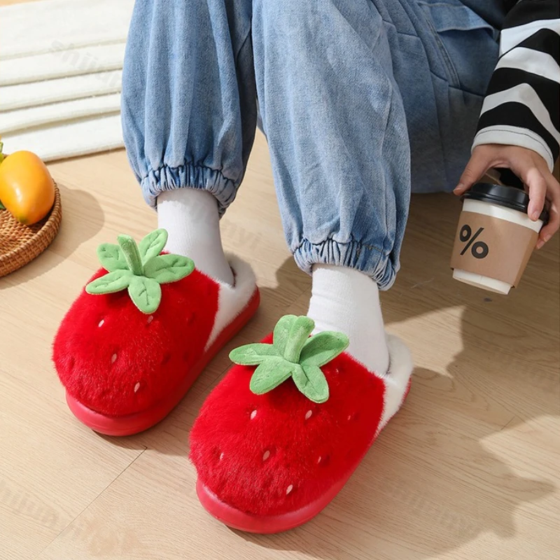 Cute Women's Plush Shoes 2025 Winter Indoor Non Slip Comfortable Home Shoes Thicken Lightweight Soft Sole Warm Cotton Slippers