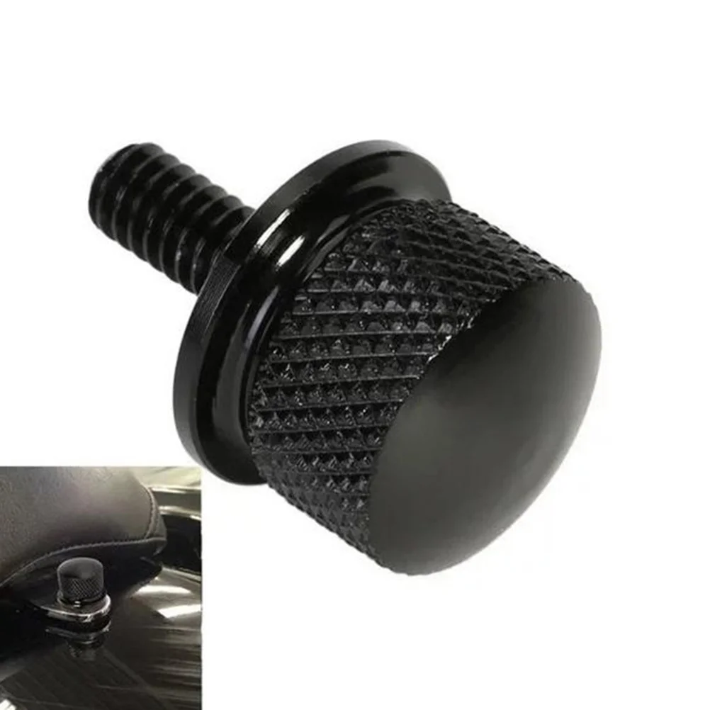 

2Pcs Motorcycle Rear Seat Bolt Knurled Black Anodized Billet Aluminum Screw No Tool Install Remove Stainless Steel