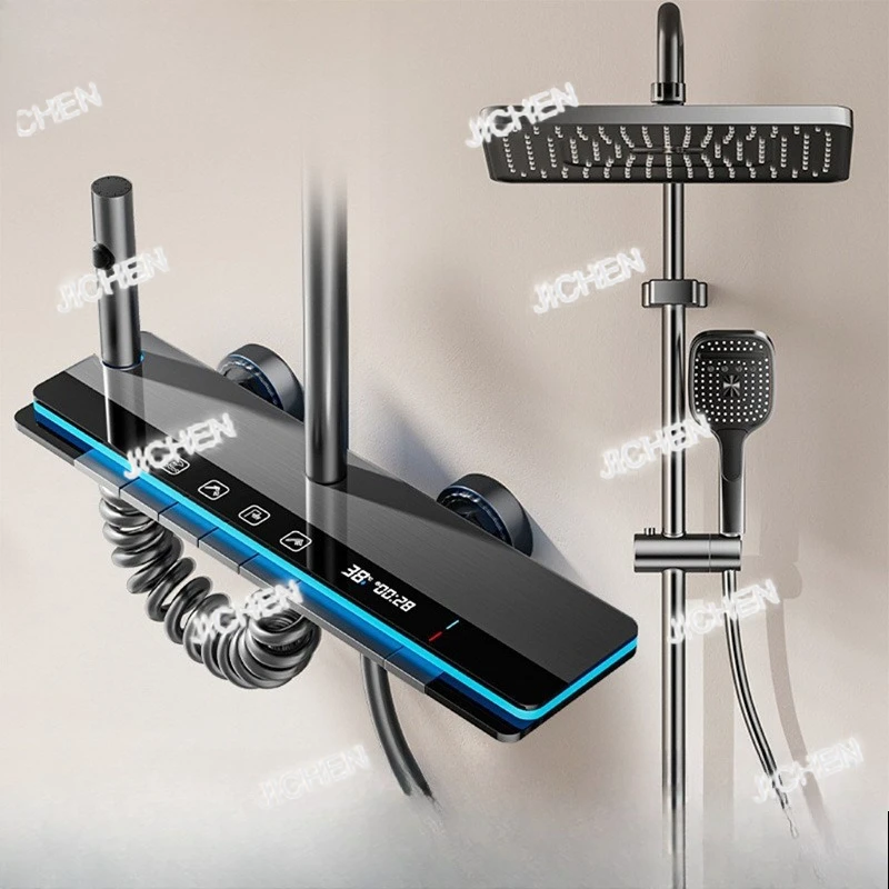 

ZQT Бытовой набор под давлением от дождя, серый цифровой дисплей, душ, насадка для душа в ванной комнате