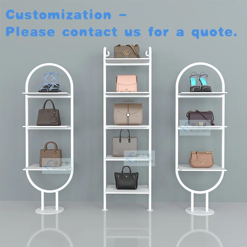 

custom.Hot Sale Shoe Handbag Shop Decoration Display Stand Lady Bags Showcase Shoes Shop Furniture Display Rack