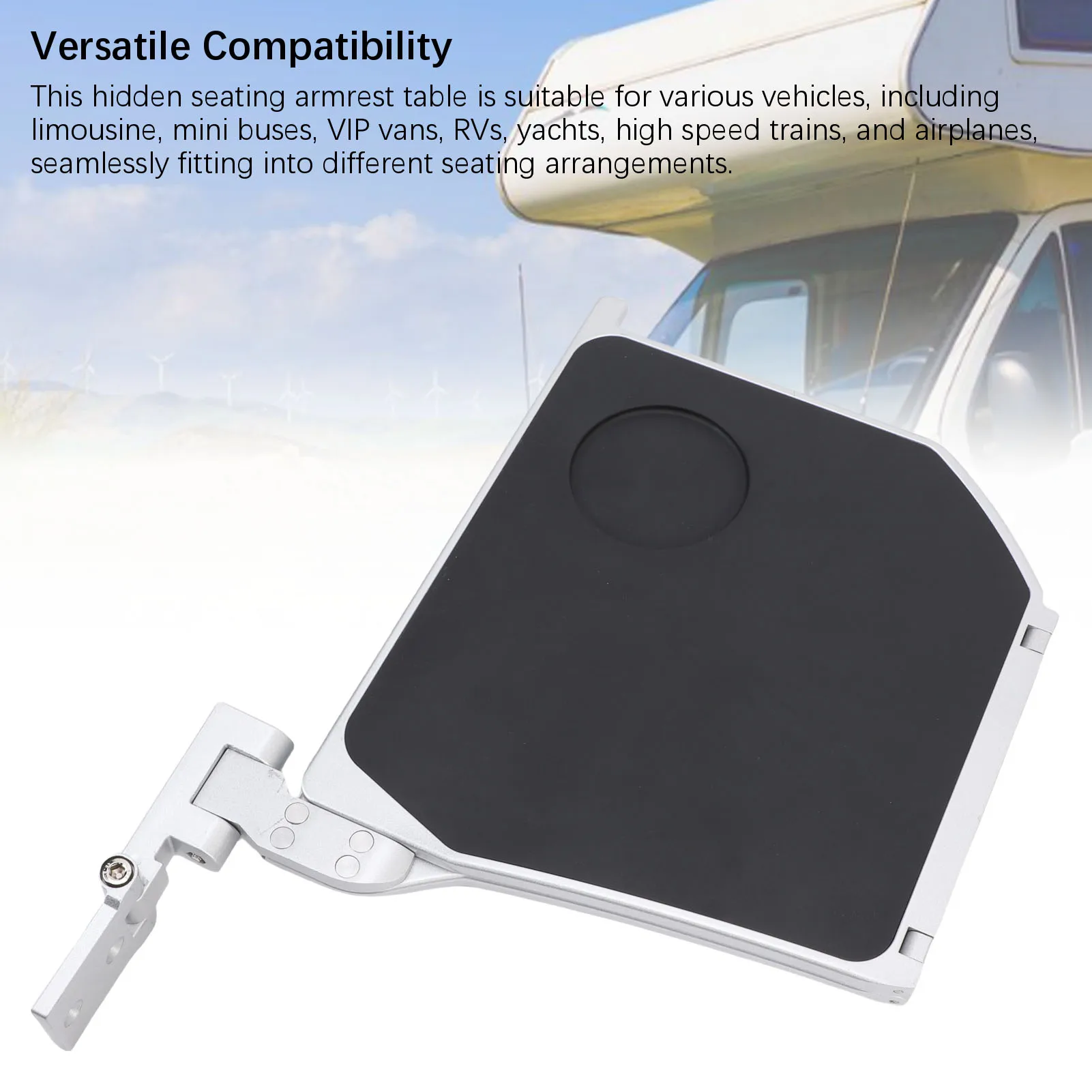 

RV Seating Hidden Armrest Table Aluminum Alloy Multifunctional Folding Limousines Seat Side Table for High Speed Trains