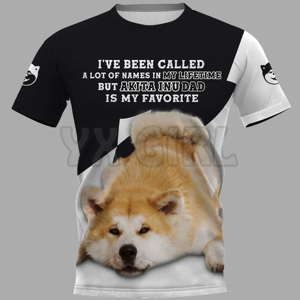 2022 Summer Fashion Men  But Akita Ind Dad Is My Favorite 3D All Over Printed T Shirts Funny Dog Tee Tops shirts Unisex Tshirt