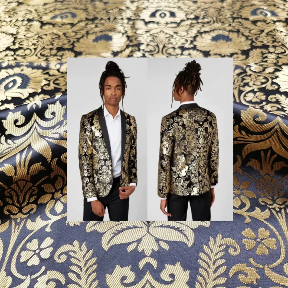 

Brocade Jacquard Fabric European Baroque Luxury Bronzing Performance Suit Trench Coat Coat Cushion Sewing Material by the Yard