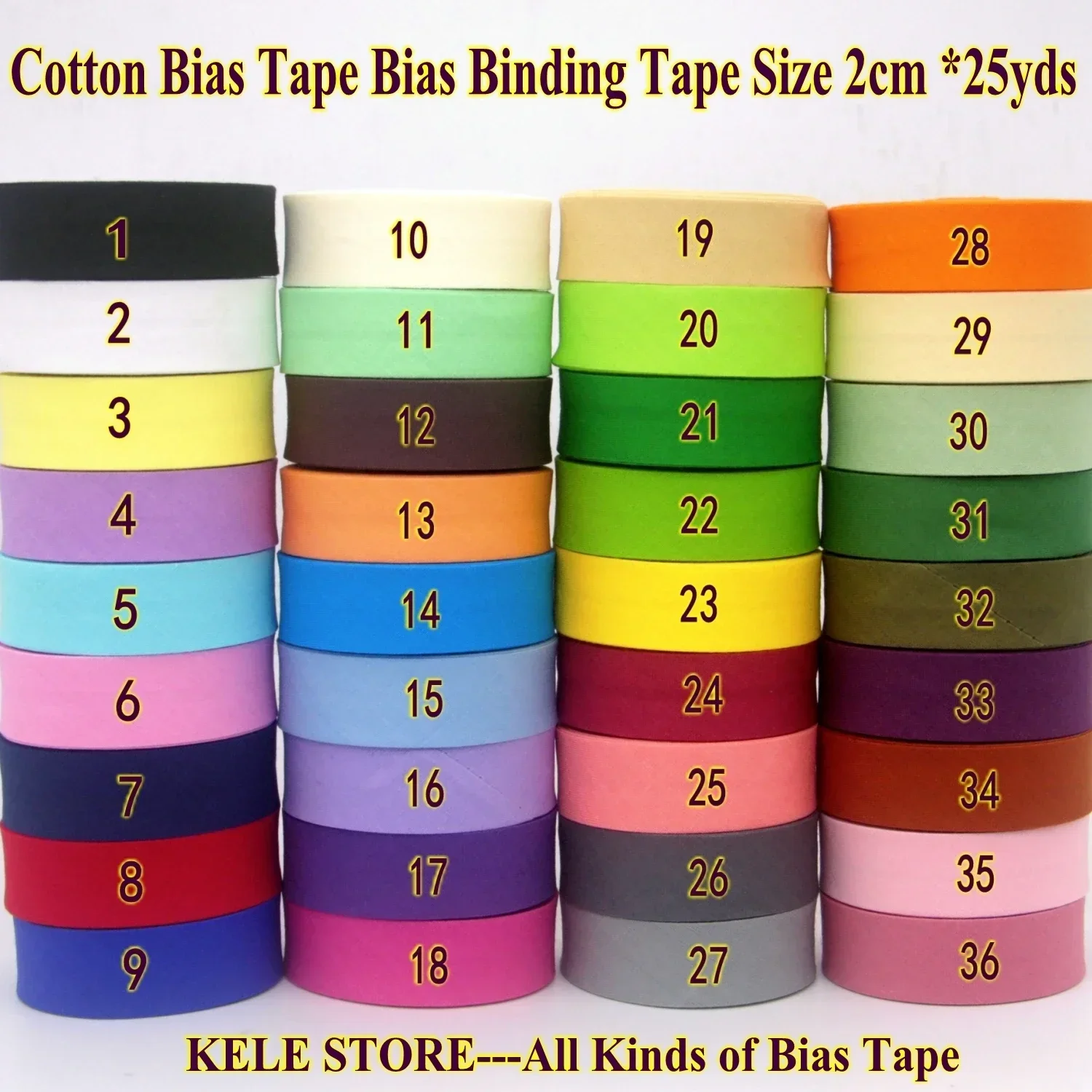 100% Cotton Bias Tape,bias Binding Tape Size: 20mm, Width:3/4\