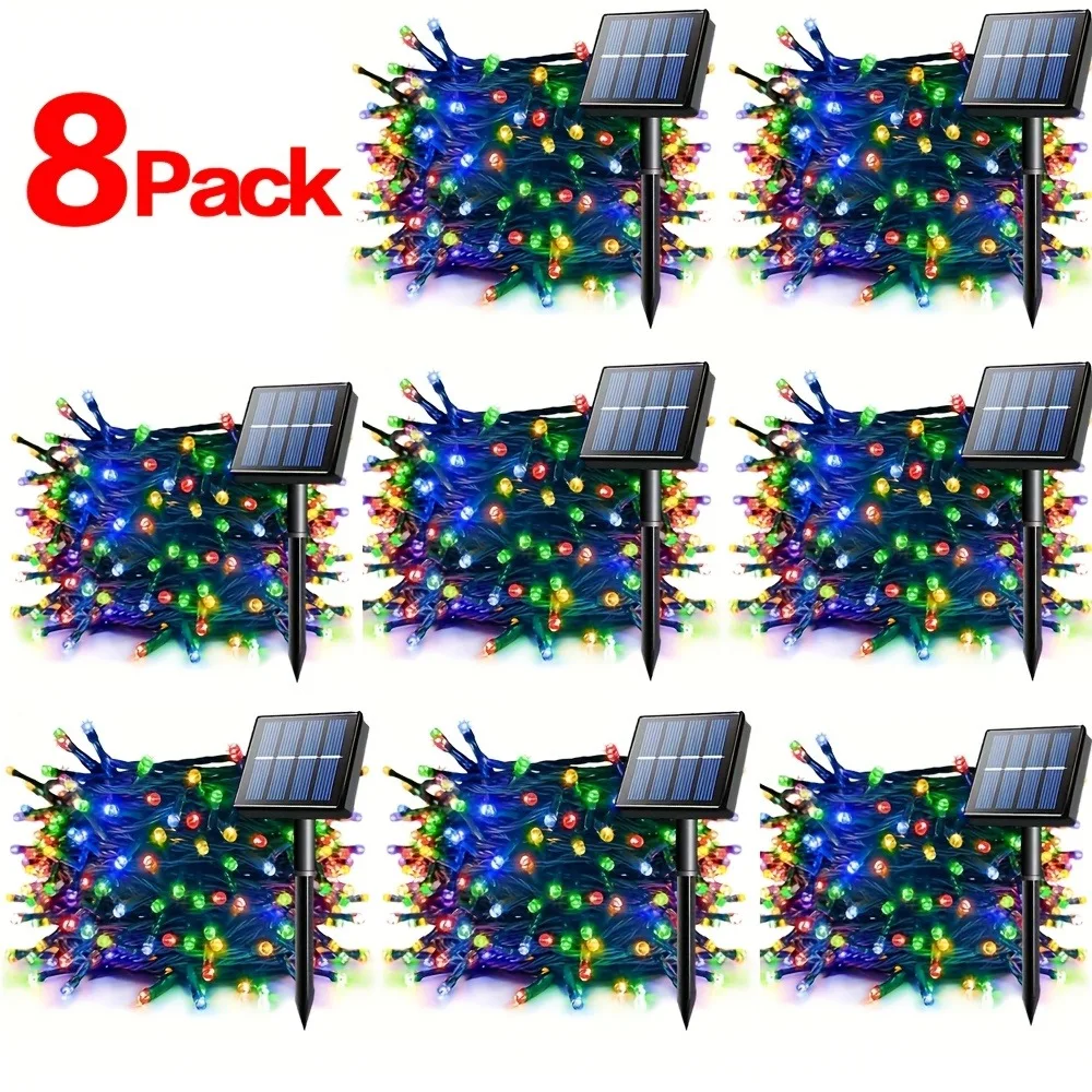 8 حزمة/4 حزمة 100LED سلسلة أضواء الشمسية 131Ft أضواء عيد الميلاد مع 8 طرق للداخلية في الهواء الطلق شجرة عيد الميلاد فناء زينة الحفلات