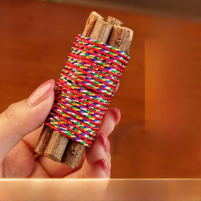 

Chinese Sle Hand Carved Peach Wood Branches 7 Stis 7cm Rainbow Rope Baby Soothing Peach Blossom Ornaments Home Decor