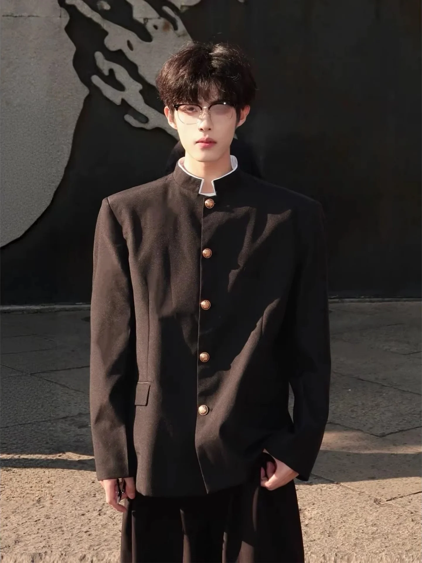 

Новый китайский мужской костюм-пиджак для свадебной церемонии, верхняя одежда с воротником-стойкой, повседневный весенний модный костюм в западном стиле