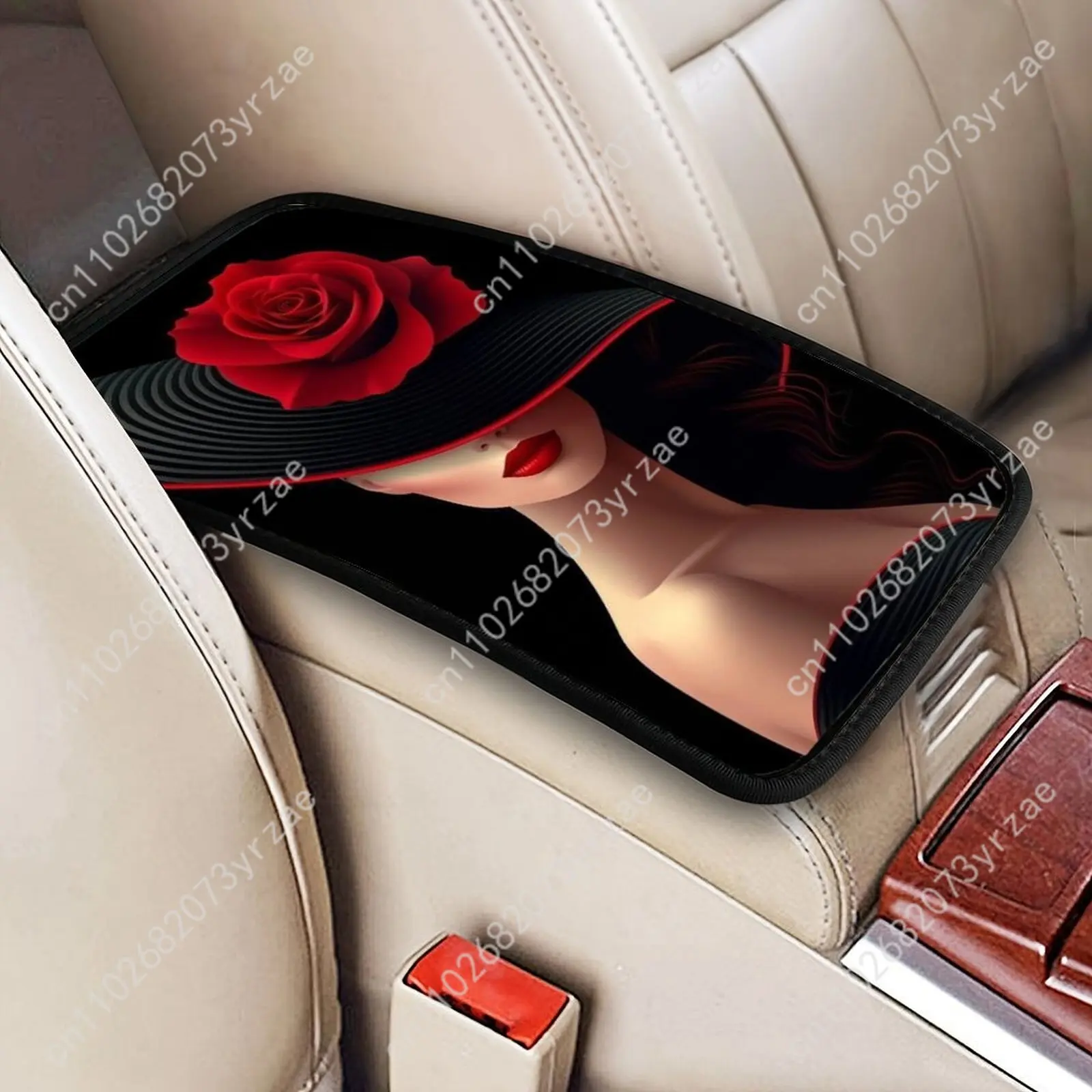 

Red Rose Universal Car Armrest Cushion High Quality Non-Slip Car Armrest Cover Elastic Straps Car Interior Accessories