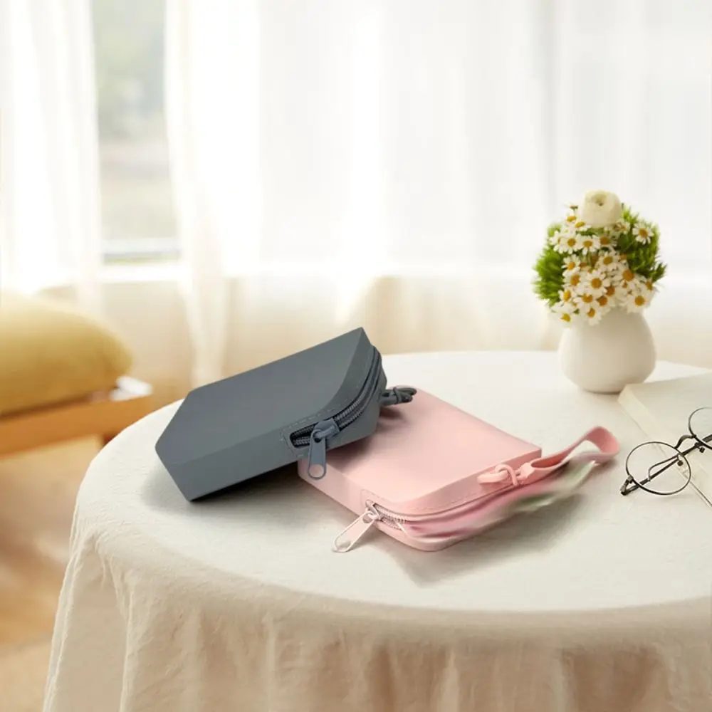 Solid Color Silicone Cosmetic Bag Contrast Color Coin Purse Multifunction Storage Bag Large Capacity Rectangle Small Item Bag