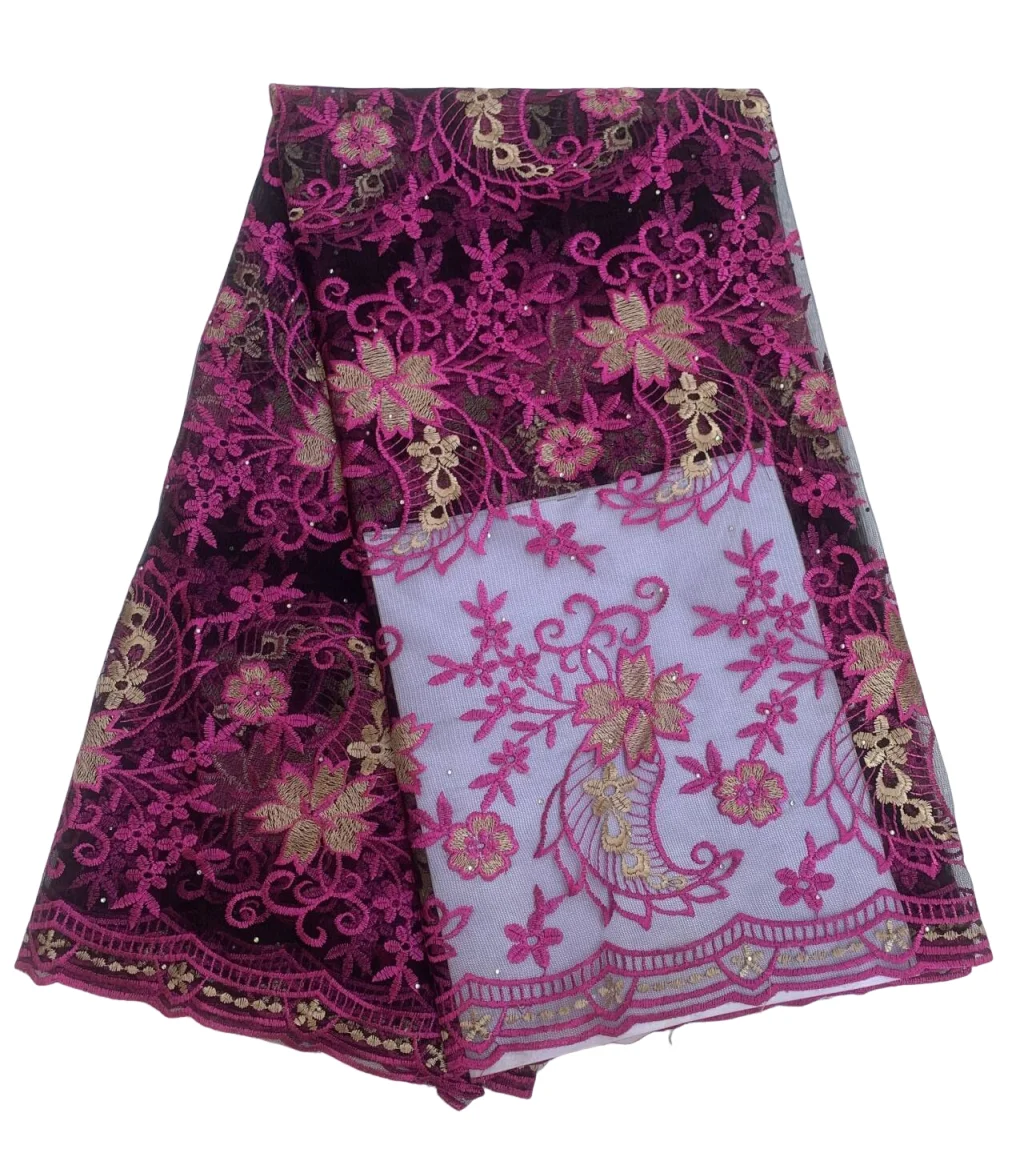 

Wholesale African Net Lace Fabric 2026 French Tulle Lace Fabric Hot Selling Mesh Lace Fabric With Stones Flower For Women Sewing