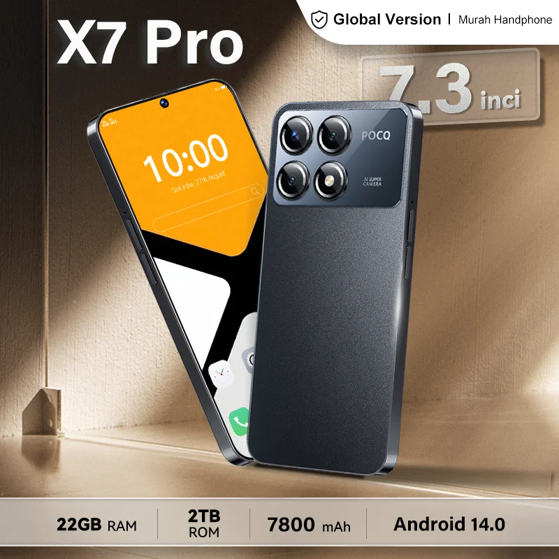 Глобальная версия HOT X7 Pro: Оригинальный мобильный телефон 5G, 7.3