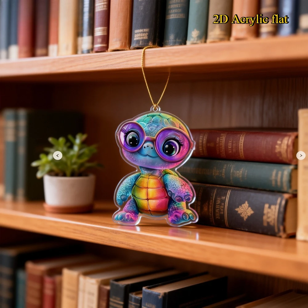 2D acrylic flat turtle pendant, cute acrylic turtle pendant, children's girl gift, student backpack pendant, gift