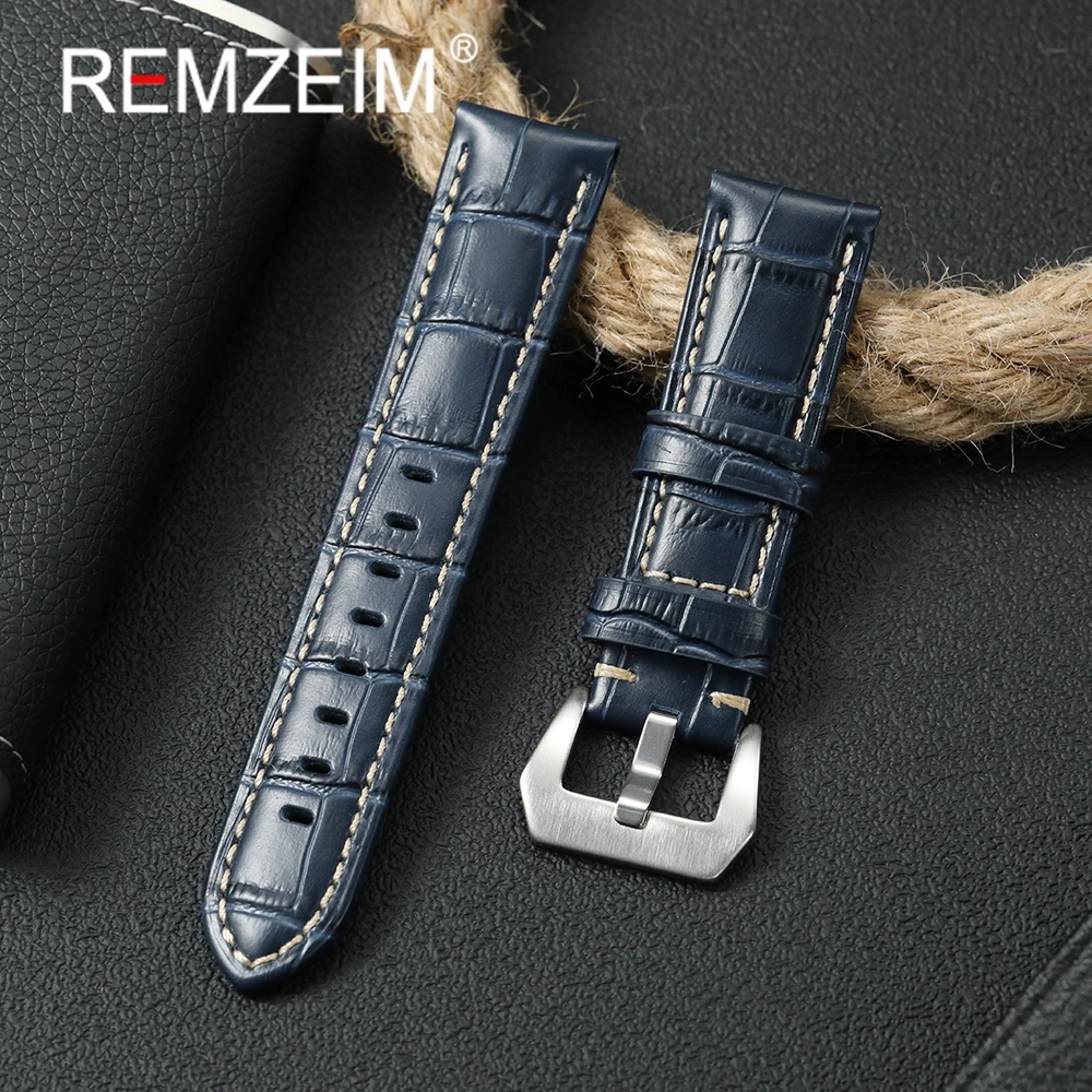 Bambus-Knotenmuster, Rindsleder-Uhrenarmband, geprägtes Herren-Uhrenarmband, 20 mm, 22 mm, 24 mm, 26 mm, Ersatz-Uhrenarmband