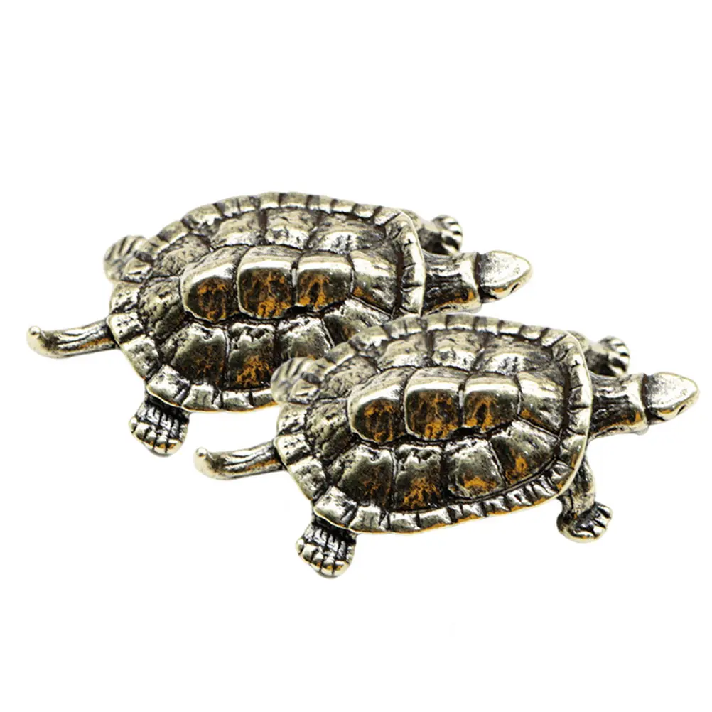 

2Pcs Creative Brass Tortoise Desktop Ornaments Retro Style Animal Adornments Brass Craft Office Home Decor