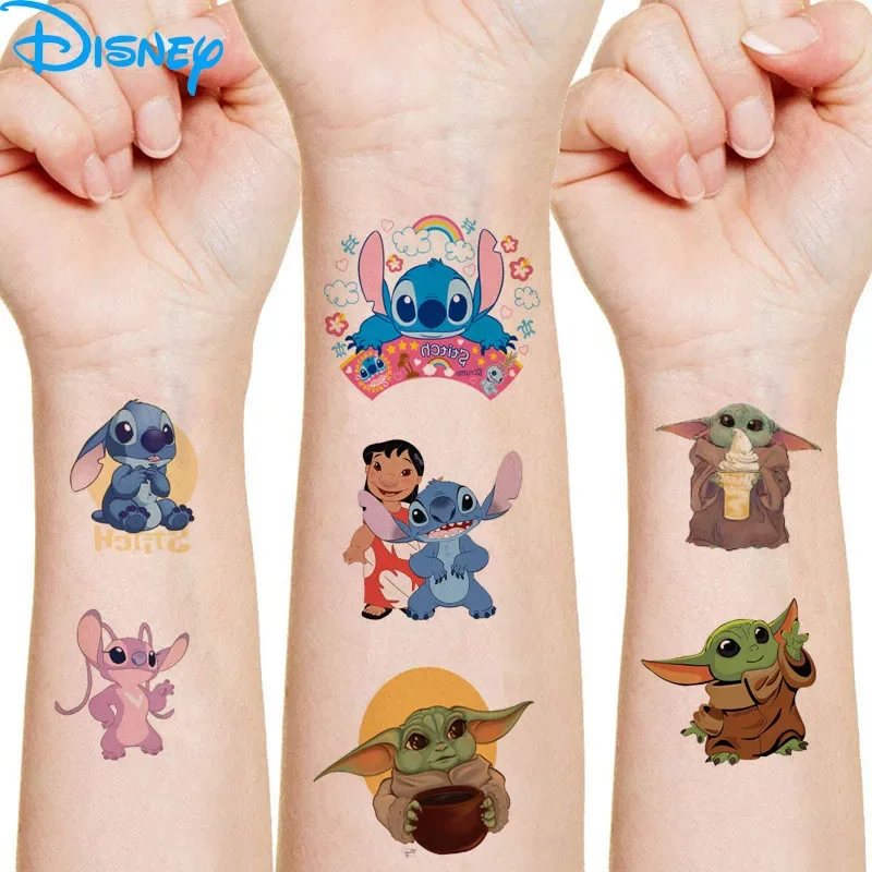 

21styles Disney Cartoon Toys Tattoo Stickers Lilo & Stitch Star Wars Movie Figures Baby Yoda Stitch Children Cute Stickers Gifts