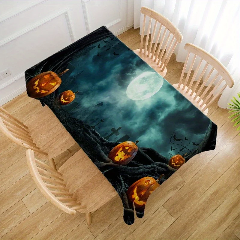 Halloween party tablecloth with terrifying scene patterns for kitchen, dining room, table, home and holiday party.zyc