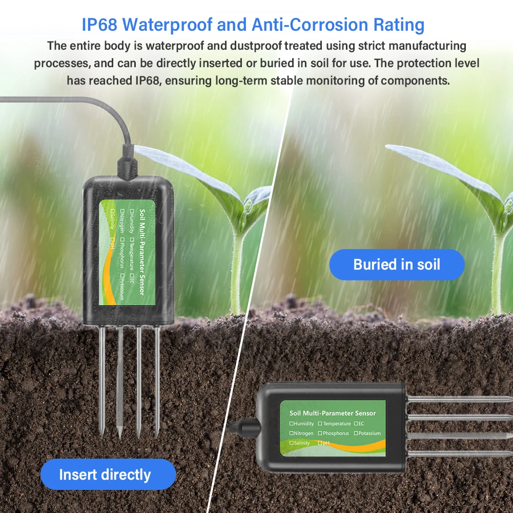 8-in-1 USB Soil Sensor For Android&Hongmeng - Measures Moisture, PH, EC/NPK, Salinity  Multi-function Temp Sensor