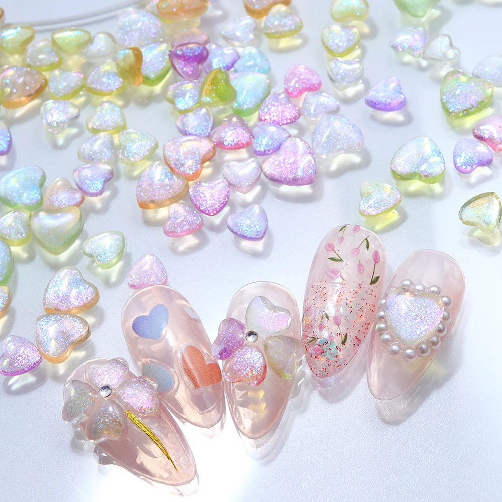 

3D Cartoon Love Heart Nail Art Charms Mixed Size Heart Rhinestones Nail Decorations Kawaii Korean Japanese Manicure Accessories