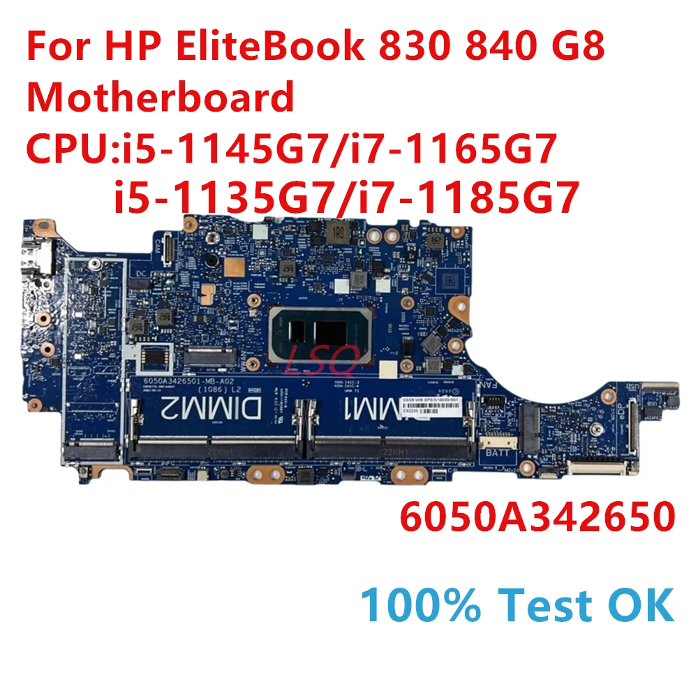 For HP EliteBook 830 840 G8 Motherboard 6050A3426501 N19930-001 N19929-601 N19931-601 N19927-601 i5 i7 11th CPU Working OK