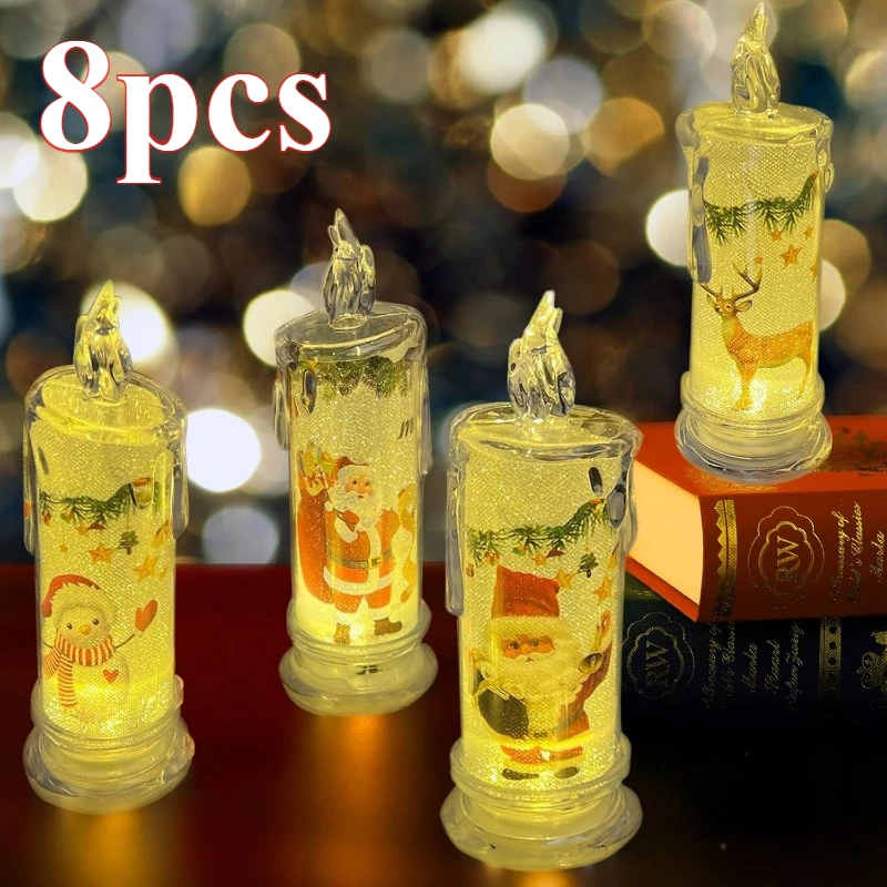 

New Christmas LED Tearing Electronic Candle Simulation Candle Santa Claus Snowman Atmosphere Light Festival Decoration Ornament