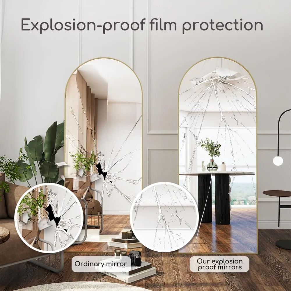 Full Length Arched Top Mirror with Stand for Bedroom - Leaning or Hanging Floor Mirror 71 x 26