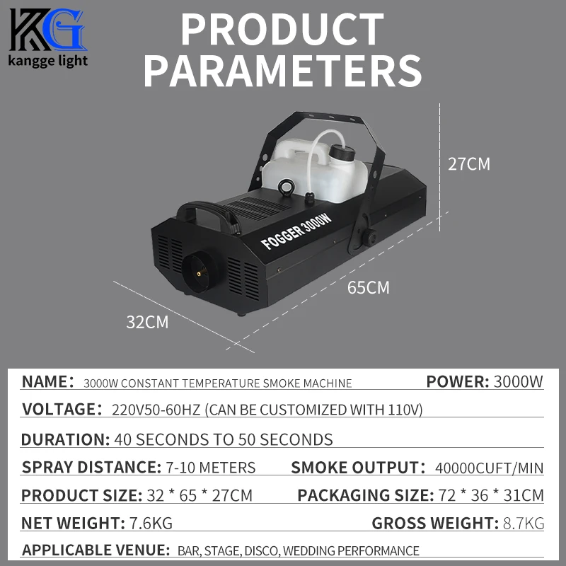 3000W Stage Remote Control Smoke Machine DJ Bar Professional Fog Machine Equipment Show DMX Haze Machine for Show Disco Wedding