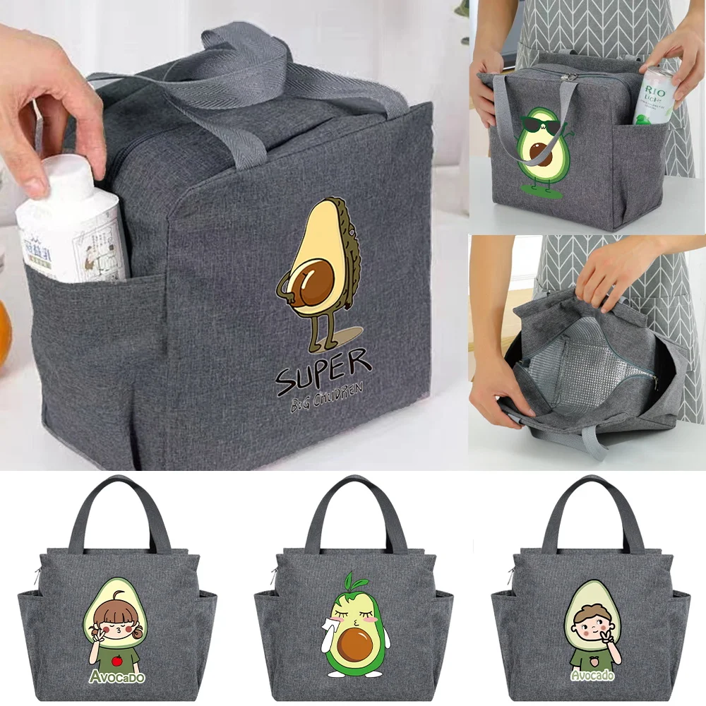 Fiambrera con estampado de aguacate, bolsa térmica portátil, para comida, Picnic, trabajo