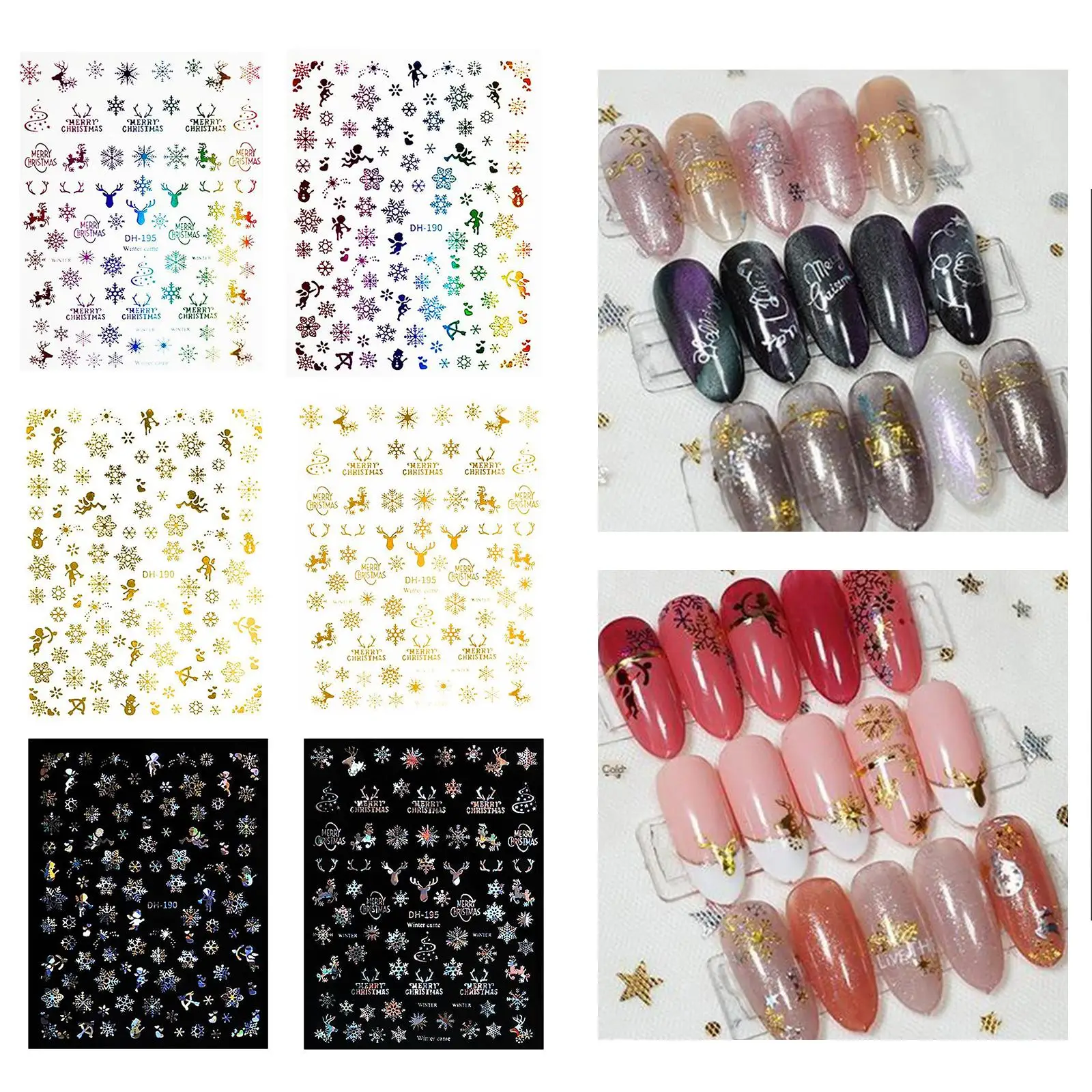 Christmas Sticker for Women DIY Stickers Decals Snowflakes Manicure Decoration Nails Accessories,1 Sheet