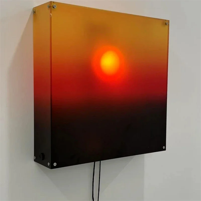 Creative Sun Following Auto Moving Gradient Acrylic Square LED Sunset Wall Lamp For Bedroom Living Room Home Decor Birthday Gift