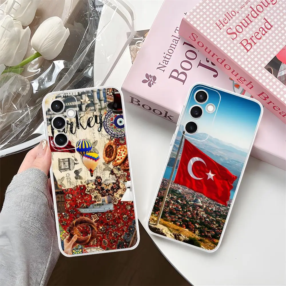 เคสโทรศัพท์มือถือลายธงชาติตุรกี สำหรับ Samsung Galaxy S25 S24 S23 S22 S21Plus FE Ultra  แบบใส สีสวย ดีไซน์สวยงาม