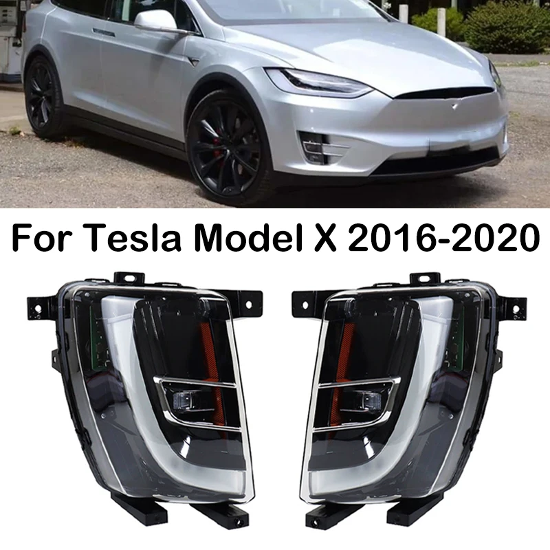 For Tesla Model X 2016-2020 US/EU Version LED Front Bumper Daytime Running Light Fog Light Fog Lamp 1034326-00-C 1034327-00-C