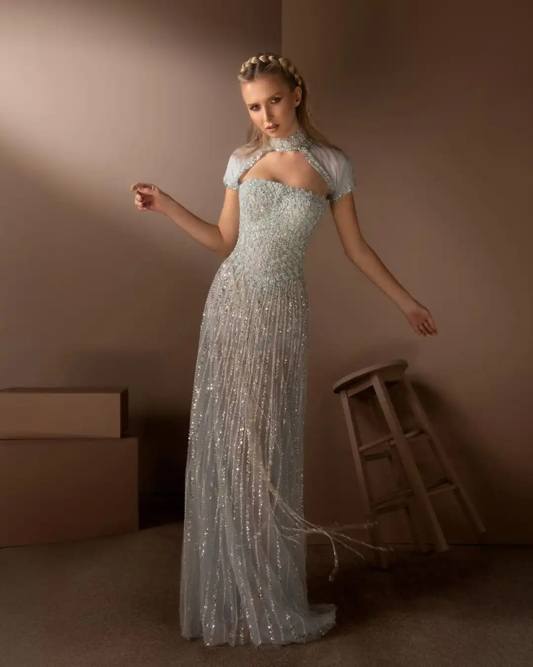 Neues Design, luxuriös, O-Ausschnitt, Perlen, Quasten, Illusion, Pailletten, Perlen, sexy, charmant, A-Linie, Abendkleid, Abschlussball, formelles Partykleid