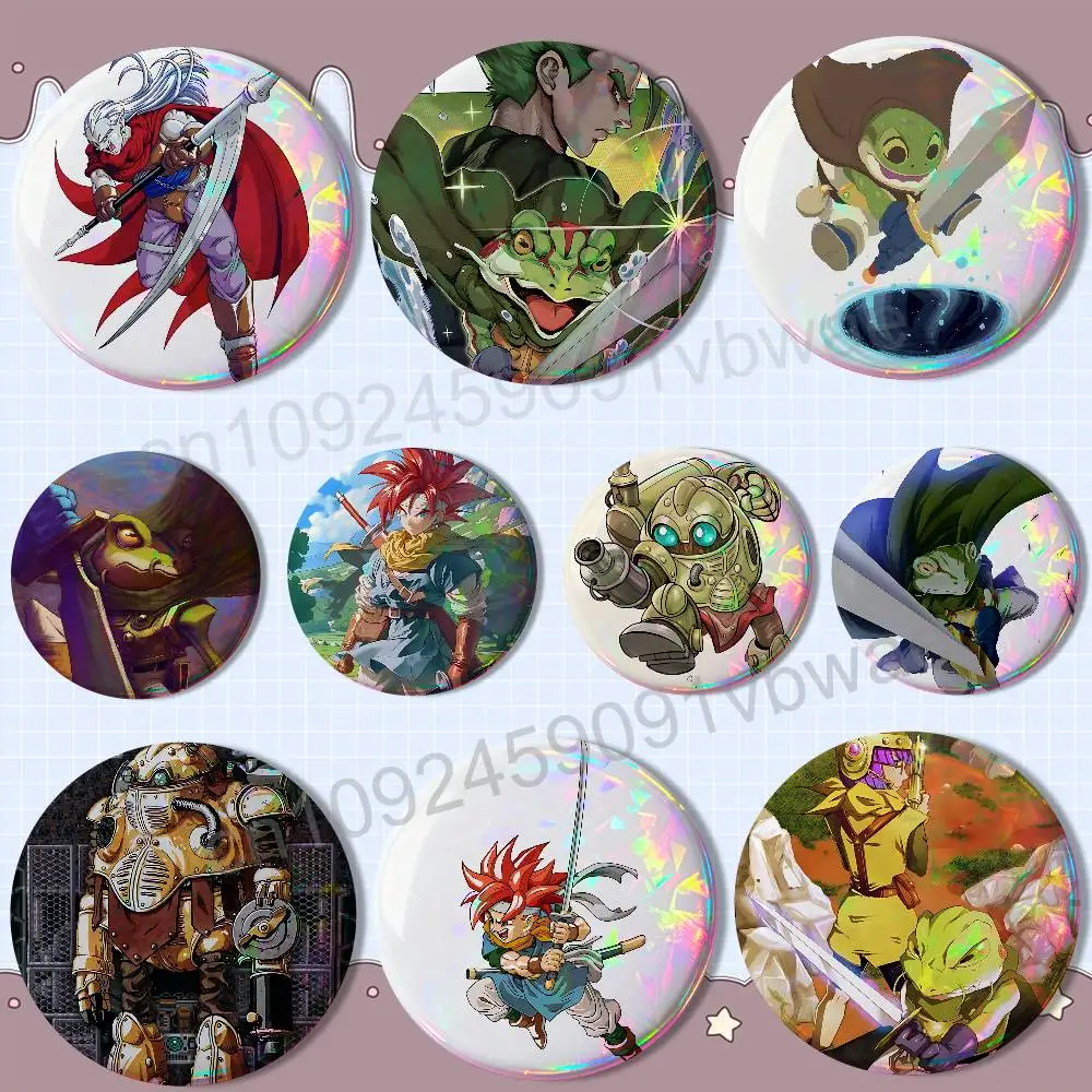 

Magus Frog game Chrono Trigger Reflective Pin Tinplate Round Brooch Cartoon Cosplay Badges for Bag Hat Toys Gifts
