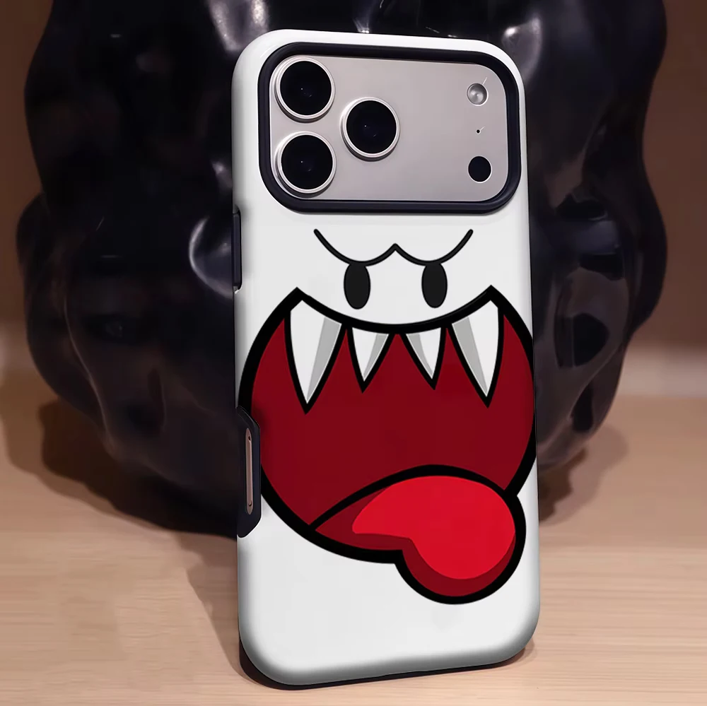 Cartoon Boo Ghost Phone Case for Samsung Galaxy S20 S22 S23 S24 S25 S26 FE Plus Ultra Edge 4G 5G Luxury Double-layer Back Cover