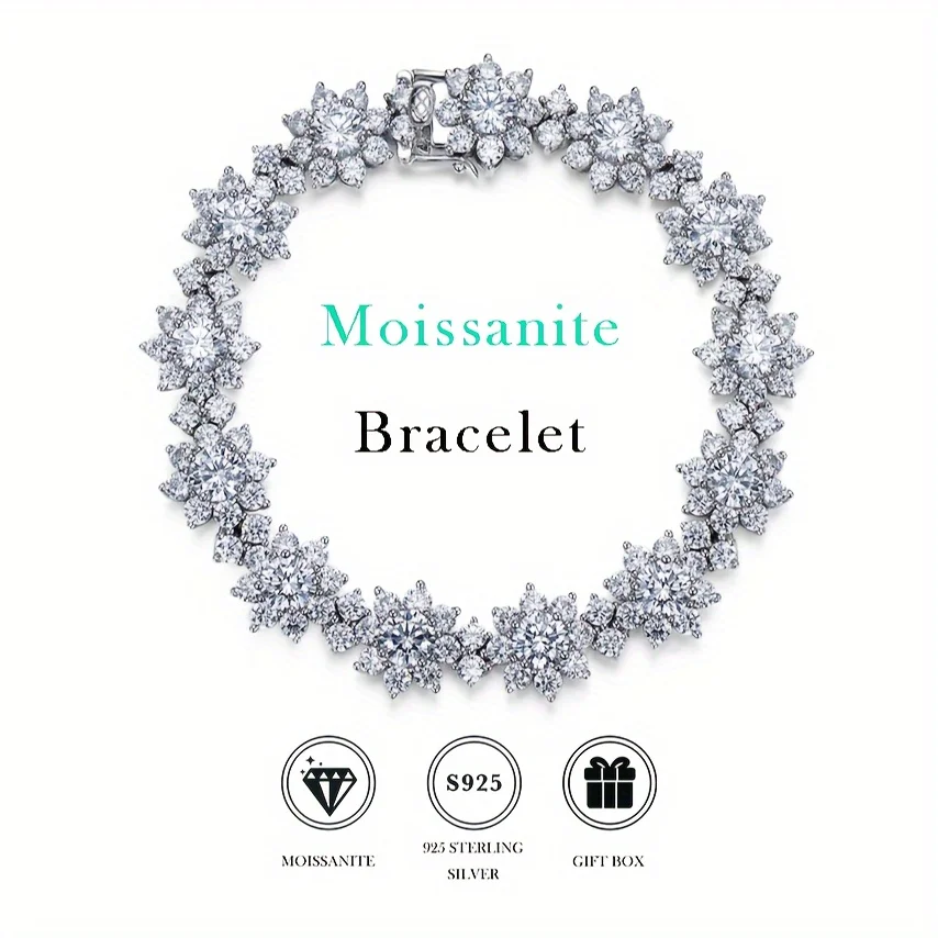 

All Mozambique New Sunflower Moissanite Women's Bracelet 925 Sterling Silver Diamond Jewelry Moissanite Diamond Women's Bracelet