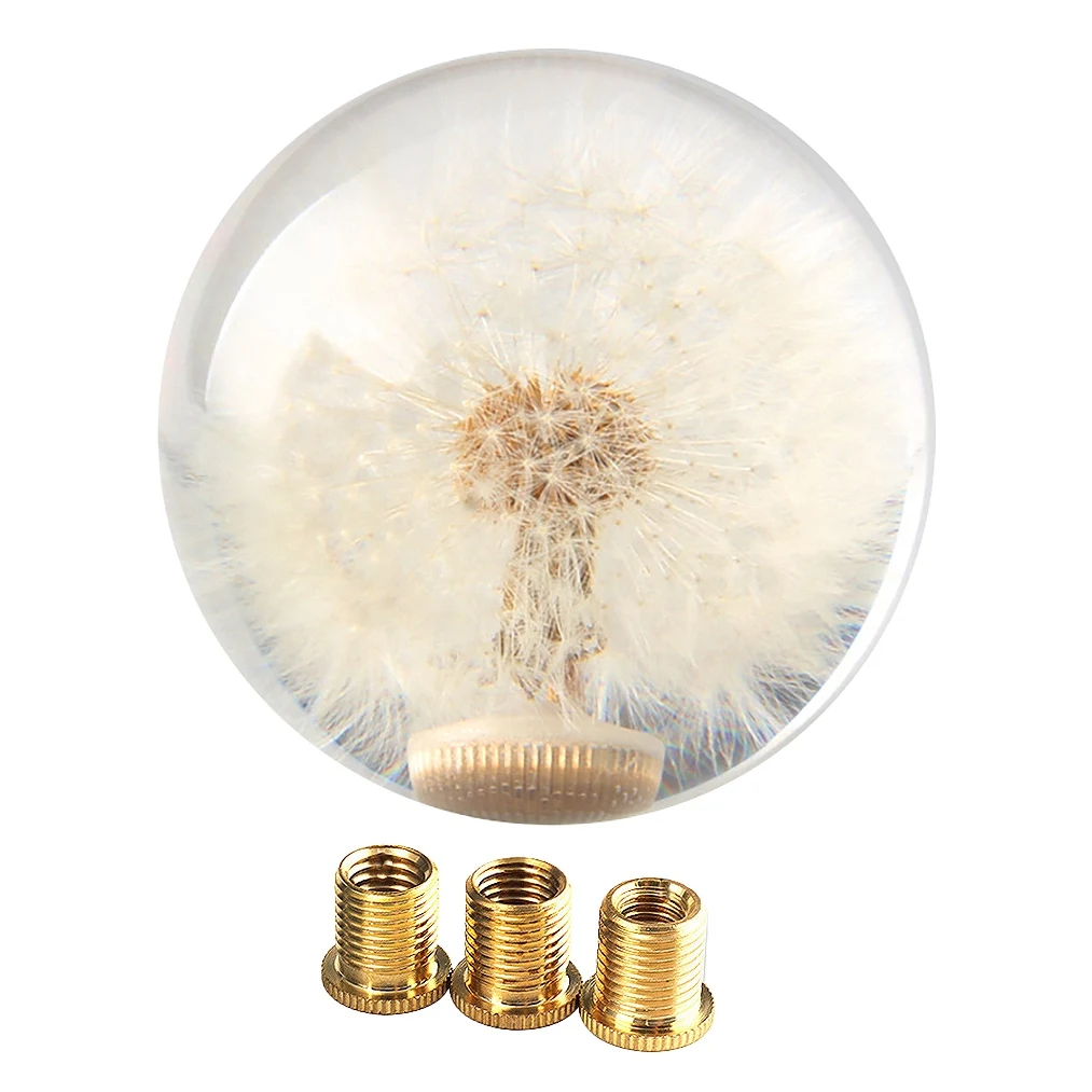 

Racing Shift Knob Universal 70MM Head Crystal Ball with Dandelions Flowers Shift Knob with 3 Threaded