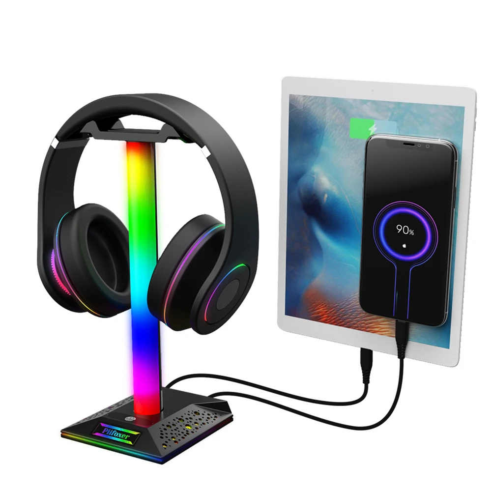 RGB أضواء سماعة حامل مع المزدوج منافذ USB سماعة حامل لجميع سماعات اللاعبين الألعاب الكمبيوتر سماعة اكسسوارات مكتب