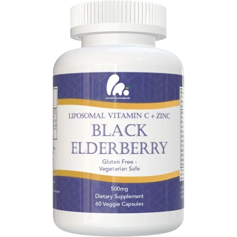 

Liposome natural black elderberry contains vitamin C, zinc, and 60 vegetarian capsules for immune support