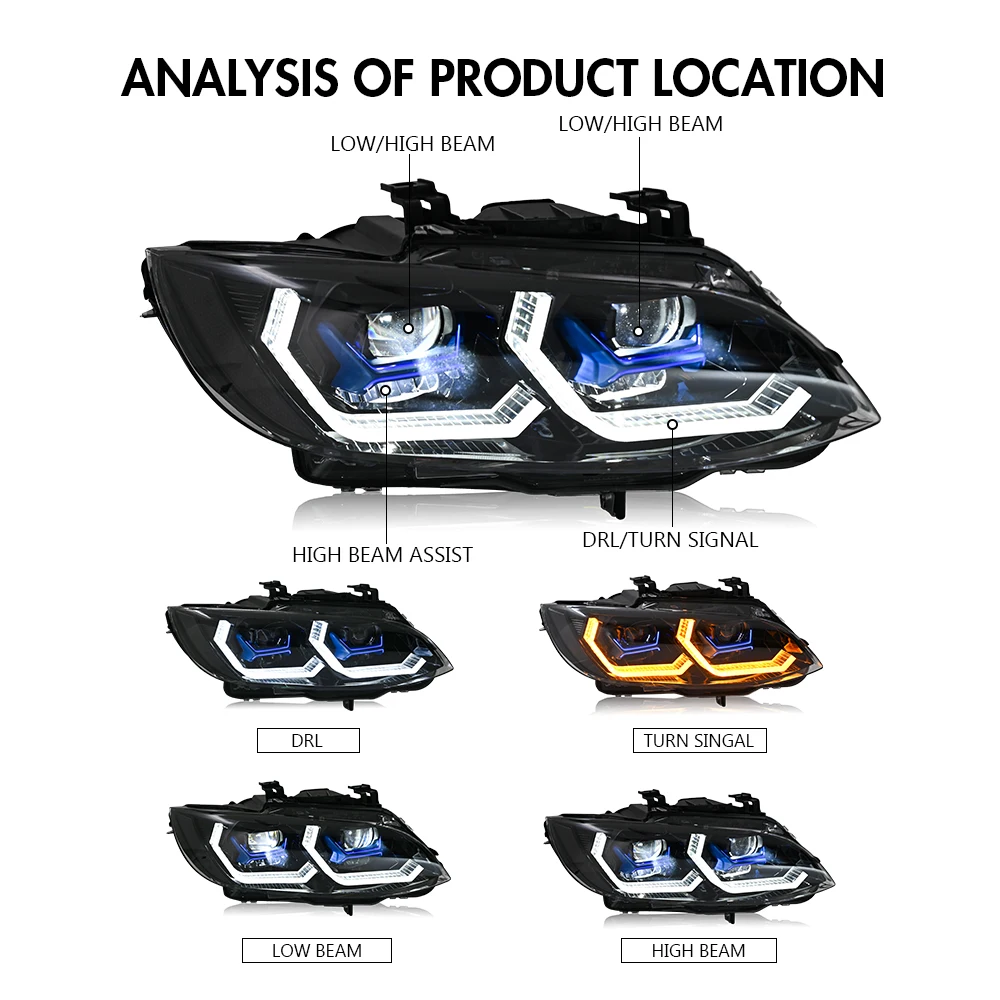 

KuerLED Headlights For BMW E92 E93 2007-2010 3-Series 328i 335i Coupe LED one Pair of Front Lamp Assembly Auto Accessories