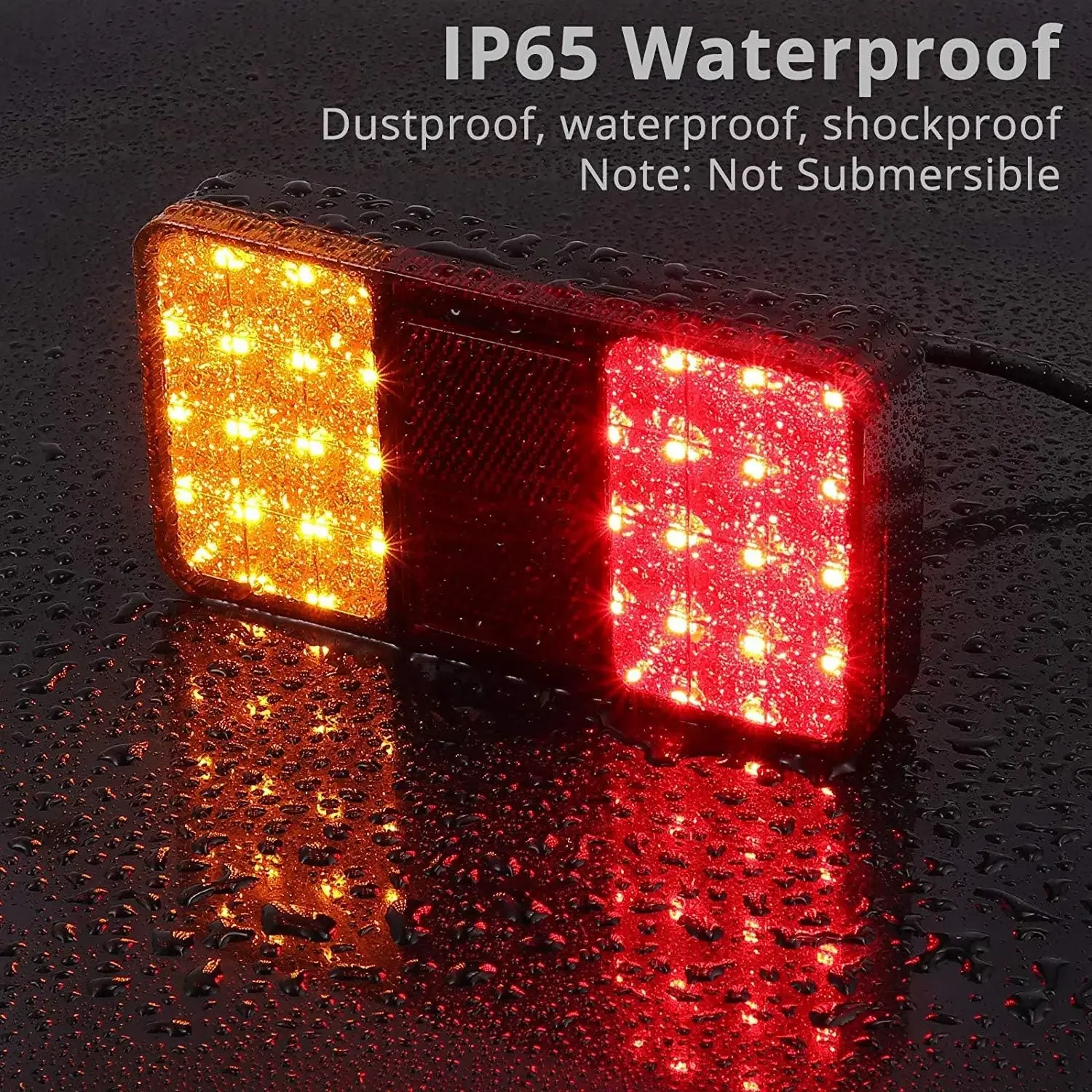 2 PCS 24 LED Trailer Tail Lights 12V Waterproof Stop Turn Tail Lights Red & Yellow for RV Camper Van Lorry Tractor
